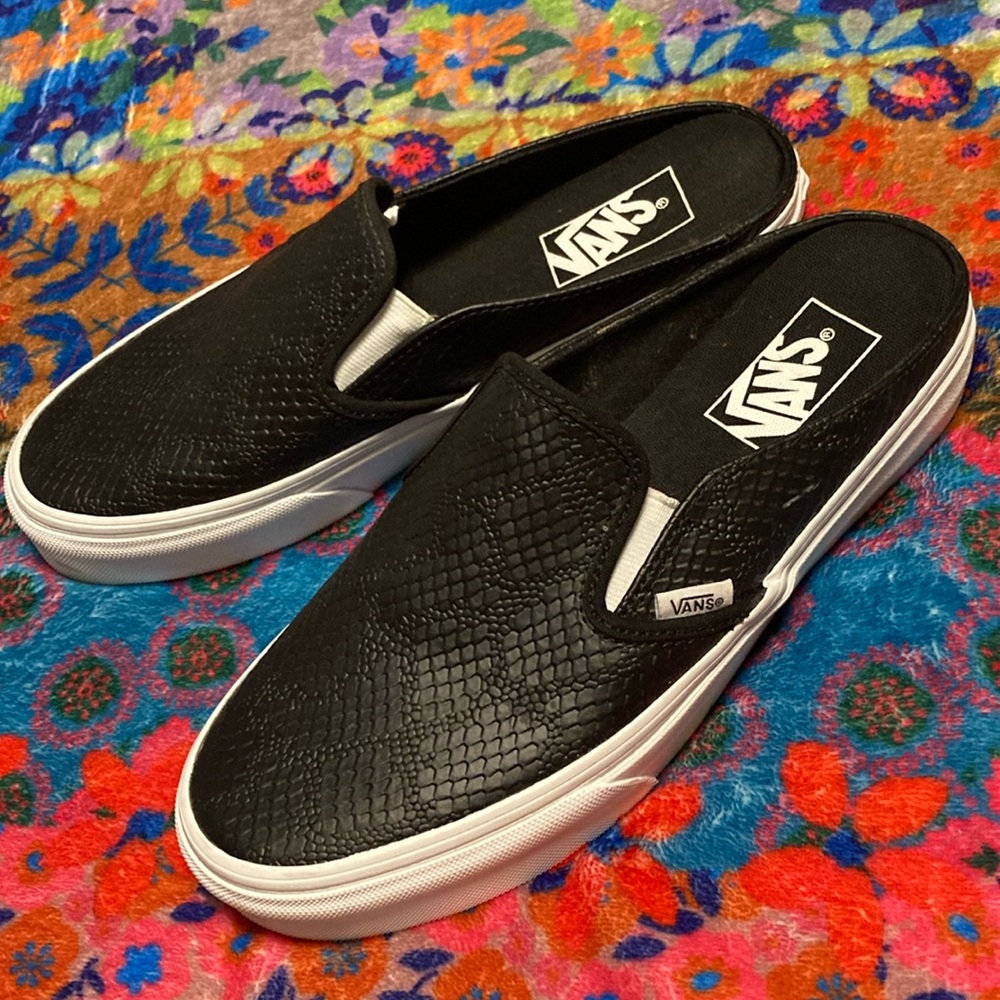 Vans Black Slip-On Sneakers with White Soles